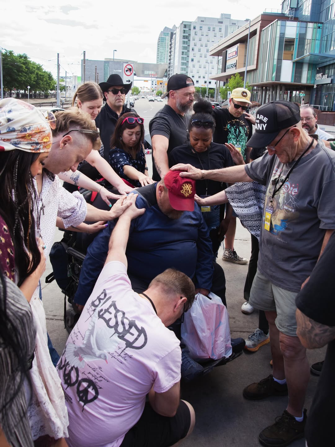 Group prayer on the street